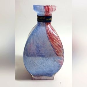 Lavorazione, T. Murano, Italy, Blue & Pink Iridescent Bud Vase, 6"